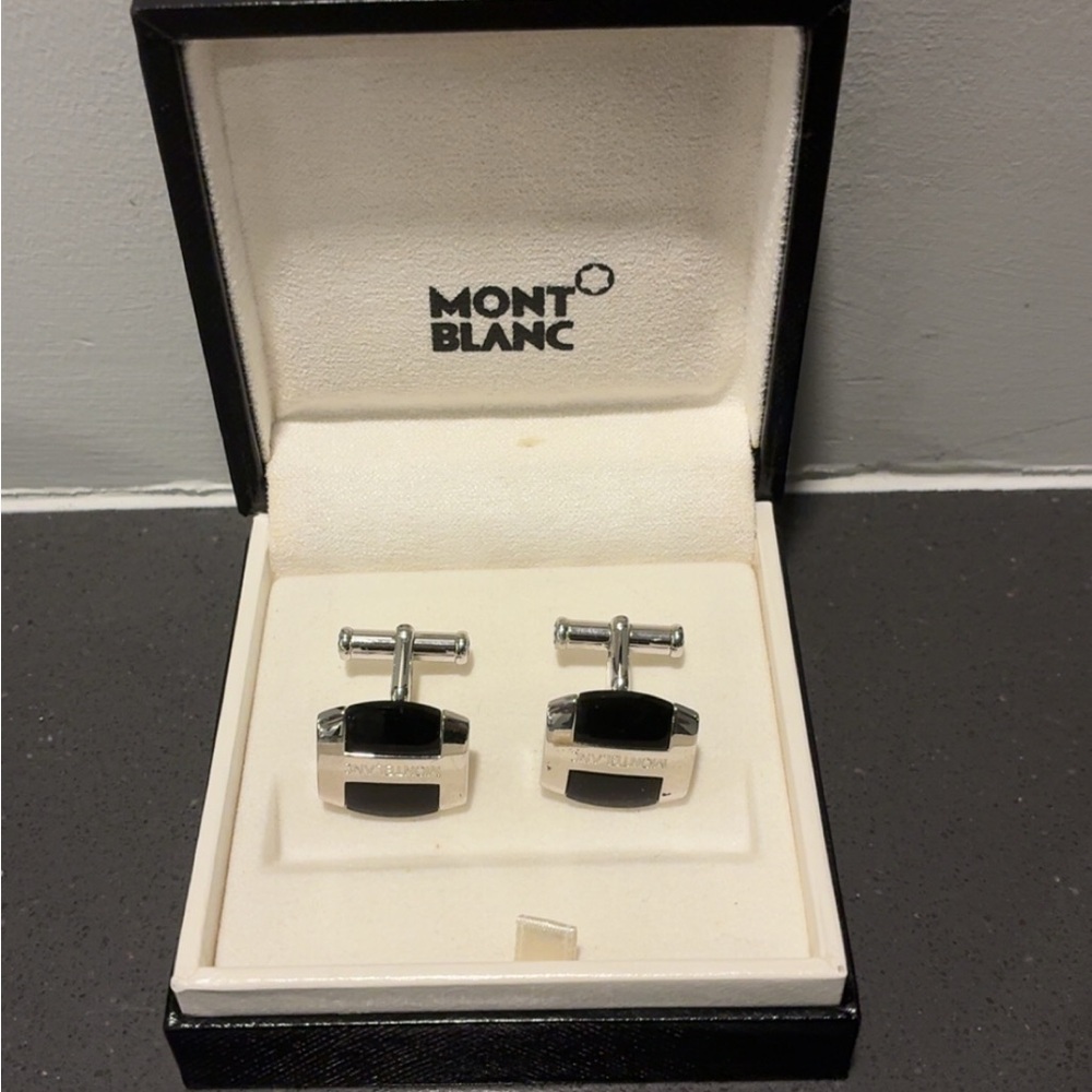 Montblanc Elegant Silver and Black Cufflinks